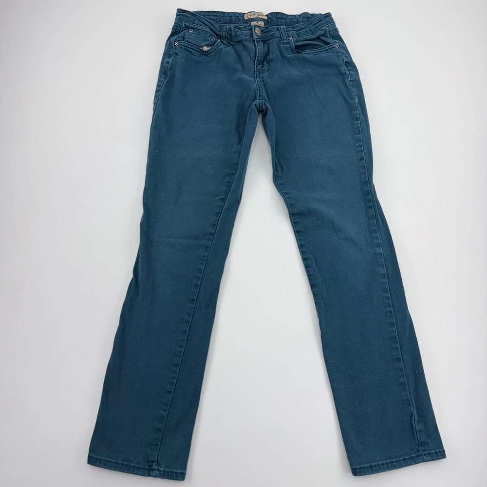 Earl Jean Womens Teal Blue Straight Leg Stretch Pants Size 4 Casual Trousers